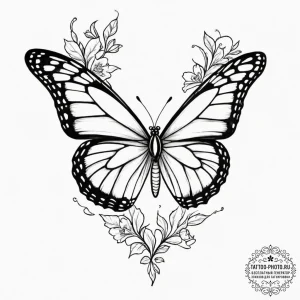 Tattoo sketch a monarch butterfly emerging, w... - эскиз тату (№1751874524_0, 07.07.2025 07:48) — tattoo-photo.ru