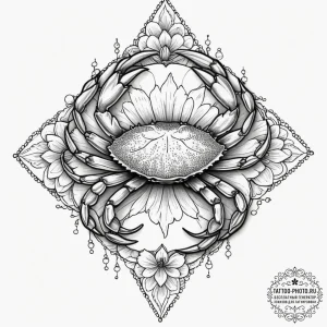 Tattoo design a cancer crab, with its shell c... - эскиз тату (№1751874866_0, 07.07.2025 07:54) — tattoo-photo.ru