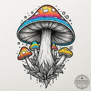 Tattoo design a mushroom with a pattern on it... - эскиз тату (№1751875119_0, 07.07.2025 07:58) — tattoo-photo.ru