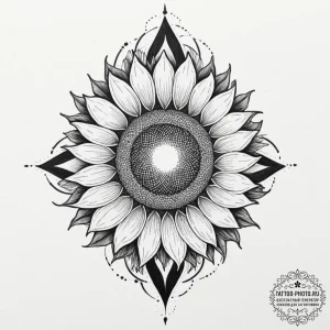 Tattoo design a sunflower whose petals are ma... - эскиз тату (№1751875326_0, 07.07.2025 08:02) — tattoo-photo.ru