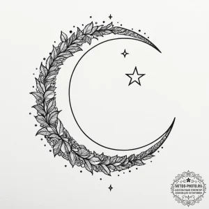 Tattoo design a crescent moon with a smaller... - эскиз тату (№1751877053_0, 07.07.2025 08:30) — tattoo-photo.ru