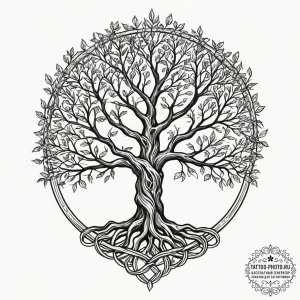 Tattoo sketch a stylized "tree of life" with... - эскиз тату (№1751877306_0, 07.07.2025 08:35) — tattoo-photo.ru