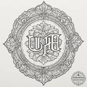 A linework tattoo of the u.a. high school log... - эскиз тату (№1751877790_0, 07.07.2025 08:43) — tattoo-photo.ru