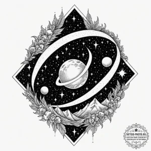 Tattoo design: a celestial landscape with sta... - эскиз тату (№1751878035_0, 07.07.2025 08:47) — tattoo-photo.ru
