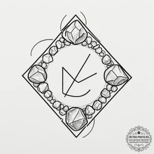 A linework tattoo of the four elemental stone... - эскиз тату (№1751878803_0, 07.07.2025 09:00) — tattoo-photo.ru