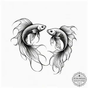 Two fighting fish (siamese fighting fish), co... - эскиз тату (№1751879059_0, 07.07.2025 09:04) — tattoo-photo.ru