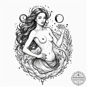 Tattoo sketch aquarius's water-bearer, a clea... - эскиз тату (№1751879396_0, 07.07.2025 09:09) — tattoo-photo.ru