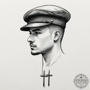 Tattoo sketch a generic military cap or beret... - эскиз тату (№1751879563_0, 07.07.2025 09:12) — tattoo-photo.ru