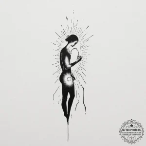 Tattoo sketch a person's silhouette with a si... - эскиз тату (№1751880406_0, 07.07.2025 09:26) — tattoo-photo.ru