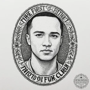 A chicano lettering tattoo of "the first rule... - эскиз тату (№1751880659_0, 07.07.2025 09:30) — tattoo-photo.ru