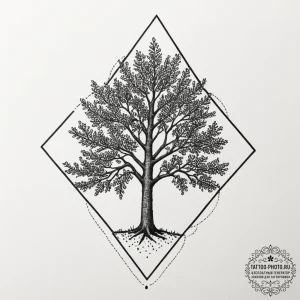Tattoo sketch a seed growing into a mature tr... - эскиз тату (№1751880828_0, 07.07.2025 09:33) — tattoo-photo.ru