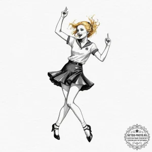 A watercolor tattoo of the "super freak" danc... - эскиз тату (№1751881333_0, 07.07.2025 09:42) — tattoo-photo.ru