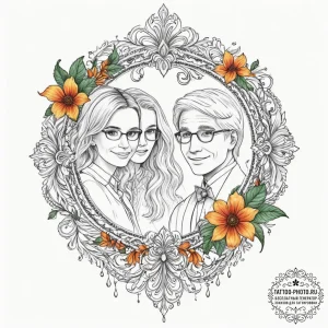 A watercolor tattoo of the main characters fr... - эскиз тату (№1751882675_0, 07.07.2025 10:04) — tattoo-photo.ru