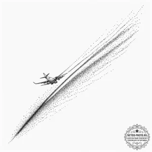 A close-up of the condensation trail left by... - эскиз тату (№1751883263_0, 07.07.2025 10:14) — tattoo-photo.ru