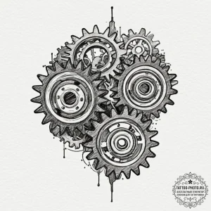 Tattoo design a pair of interlocking gears or... - эскиз тату (№1751883503_0, 07.07.2025 10:18) — tattoo-photo.ru