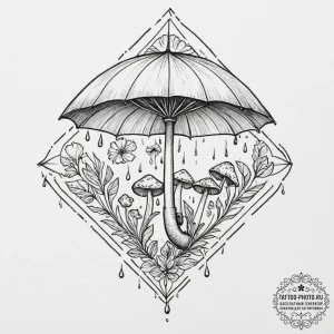 Tattoo design a mushroom that is also an umbr... - эскиз тату (№1751885246_0, 07.07.2025 10:47) — tattoo-photo.ru