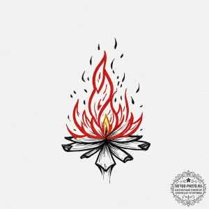 Fire, tattoo sketch design, minimalist tattoo... - эскиз тату (№1751885330_0, 07.07.2025 10:48) — tattoo-photo.ru