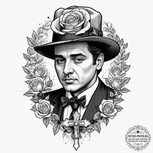 A graphic novel portrait of fredo corleone, w... - эскиз тату (№1751885920_0, 07.07.2025 10:58) — tattoo-photo.ru