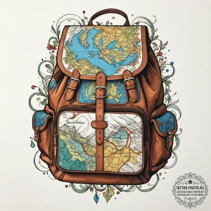 Tattoo design a backpack, slightly open, with... - эскиз тату (№1751887183_0, 07.07.2025 11:19) — tattoo-photo.ru