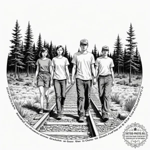 A sketch of the main characters from stand by... - эскиз тату (№1751887604_0, 07.07.2025 11:26) — tattoo-photo.ru