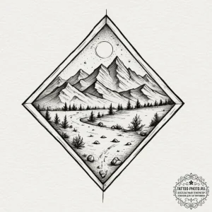 Tattoo design: a minimalist rhombus with inte... - эскиз тату (№1751888194_0, 07.07.2025 11:36) — tattoo-photo.ru
