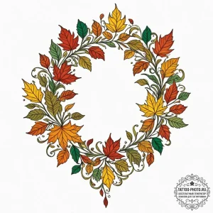 A pattern of falling autumn leaves, ink illus... - эскиз тату (№1751889578_0, 07.07.2025 11:59) — tattoo-photo.ru