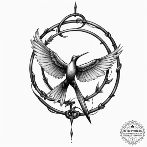 Mockingjay, tattoo sketch design, black and w... - эскиз тату (№1751899893_0, 07.07.2025 14:51) — tattoo-photo.ru