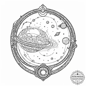 Tattoo sketch a satellite orbiting a planet,... - эскиз тату (№1751900414_0, 07.07.2025 15:00) — tattoo-photo.ru