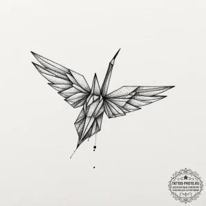 Origami crane, tattoo sketch design, dotwork... - эскиз тату (№1751901458_0, 07.07.2025 15:17) — tattoo-photo.ru