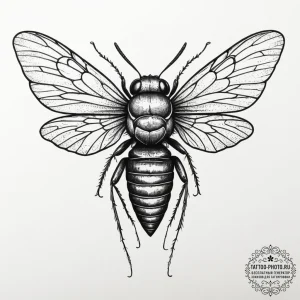 Tattoo design a cicada with its wings unfurli... - эскиз тату (№1751902239_0, 07.07.2025 15:30) — tattoo-photo.ru