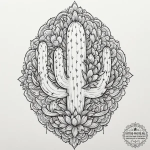 Cactus, artistic tattoo sketch, ornamental ta... - эскиз тату (№1751902583_0, 07.07.2025 15:36) — tattoo-photo.ru