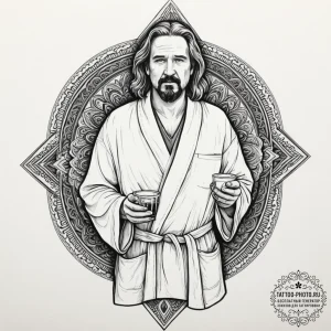 A sketch of the dude from the big lebowski, i... - эскиз тату (№1751905102_0, 07.07.2025 16:18) — tattoo-photo.ru