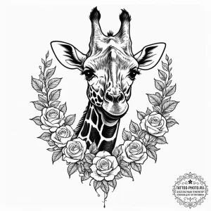 Giraffe, tattoo flash sheet design, black and... - эскиз тату (№1751905512_0, 07.07.2025 16:25) — tattoo-photo.ru