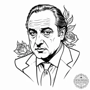 A chicano style portrait of don vito corleone... - эскиз тату (№1751905938_0, 07.07.2025 16:32) — tattoo-photo.ru