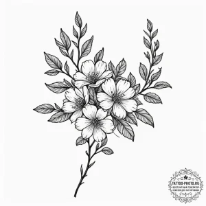 Tattoo sketch a tiny floral branch on the col... - эскиз тату (№1751906452_0, 07.07.2025 16:40) — tattoo-photo.ru