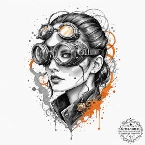 Steampunk goggles, tattoo sketch design, wate... - эскиз тату (№1751906798_0, 07.07.2025 16:46) — tattoo-photo.ru