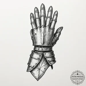 A medieval knight's gauntlet, tattoo drawing... - эскиз тату (№1751906971_0, 07.07.2025 16:49) — tattoo-photo.ru