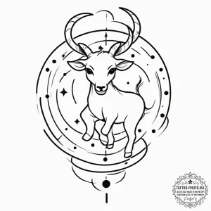 Tattoo design a zodiac animal with a subtle m... - эскиз тату (№1751907397_0, 07.07.2025 16:56) — tattoo-photo.ru