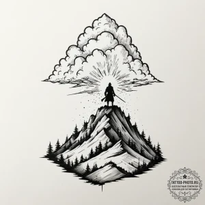 Tattoo design: a silhouette of perun standing... - эскиз тату (№1751908591_0, 07.07.2025 17:16) — tattoo-photo.ru