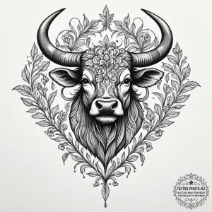 Tattoo design a taurus bull's outline made of... - эскиз тату (№1751908676_0, 07.07.2025 17:17) — tattoo-photo.ru