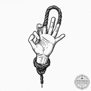Tattoo design a hand firmly gripping a rope,... - эскиз тату (№1751908761_0, 07.07.2025 17:19) — tattoo-photo.ru