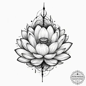 Tattoo sketch a lotus flower with a soundwave... - эскиз тату (№1751909619_0, 07.07.2025 17:33) — tattoo-photo.ru
