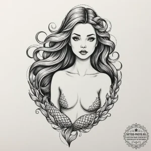 A neo-traditional tattoo of a beautiful, dang... - эскиз тату (№1751909877_0, 07.07.2025 17:37) — tattoo-photo.ru