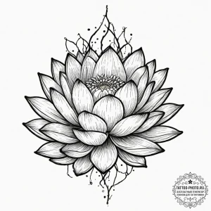 Tattoo sketch a lotus flower with roots made... - эскиз тату (№1751910567_0, 07.07.2025 17:49) — tattoo-photo.ru