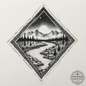 Tattoo sketch a solid, unyielding rock agains... - эскиз тату (№1751910910_0, 07.07.2025 17:55) — tattoo-photo.ru
