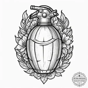Tattoo design a small, stylized grenade with... - эскиз тату (№1751911335_0, 07.07.2025 18:02) — tattoo-photo.ru