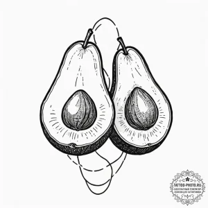 Tattoo design two halves of a avocado pit on... - эскиз тату (№1751912181_0, 07.07.2025 18:16) — tattoo-photo.ru