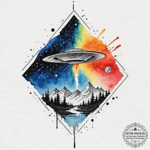 Tattoo design a meteor that has crashed to ea... - эскиз тату (№1751912422_0, 07.07.2025 18:20) — tattoo-photo.ru