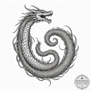Tattoo design a coiled serpent or dragon, rep... - эскиз тату (№1751913098_0, 07.07.2025 18:31) — tattoo-photo.ru