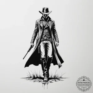 A linework tattoo of the gunslinger (roland d... - эскиз тату (№1751913265_0, 07.07.2025 18:34) — tattoo-photo.ru